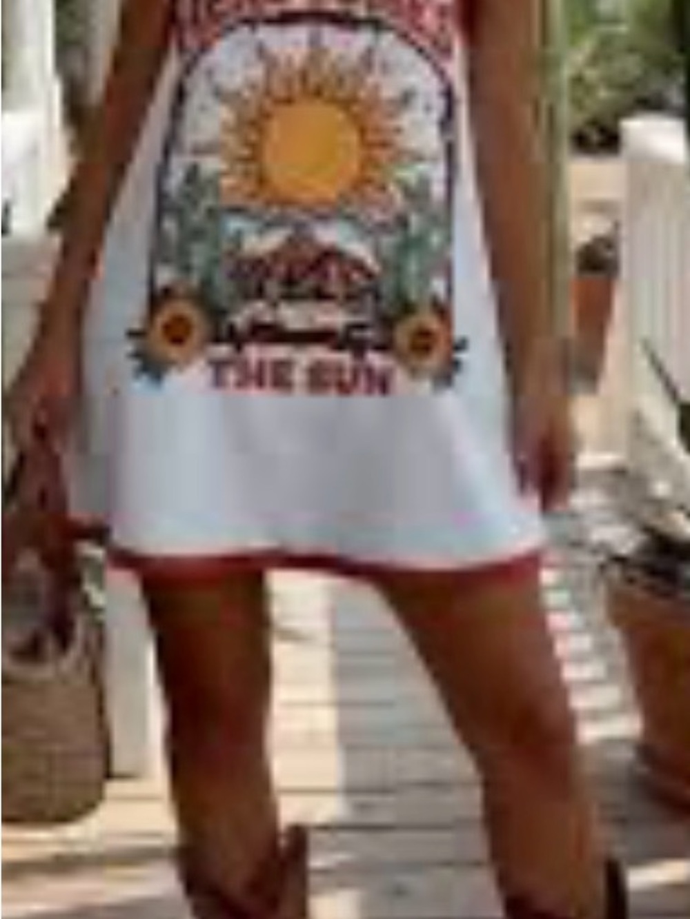Graphic 'Here Comes The Sun' White Tank Dress with Sunflower Print - Picture 2 of 3
